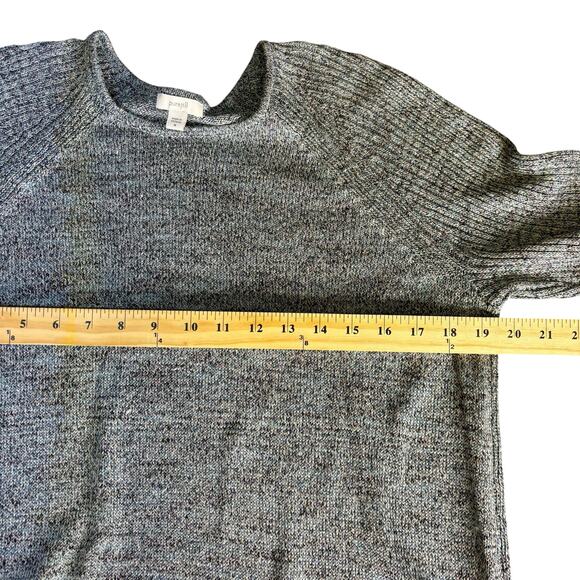 J. Jill PureJill Linen Blend Marled Lightweight Sweater in Navy Square Pocket M - Picture 5 of 9